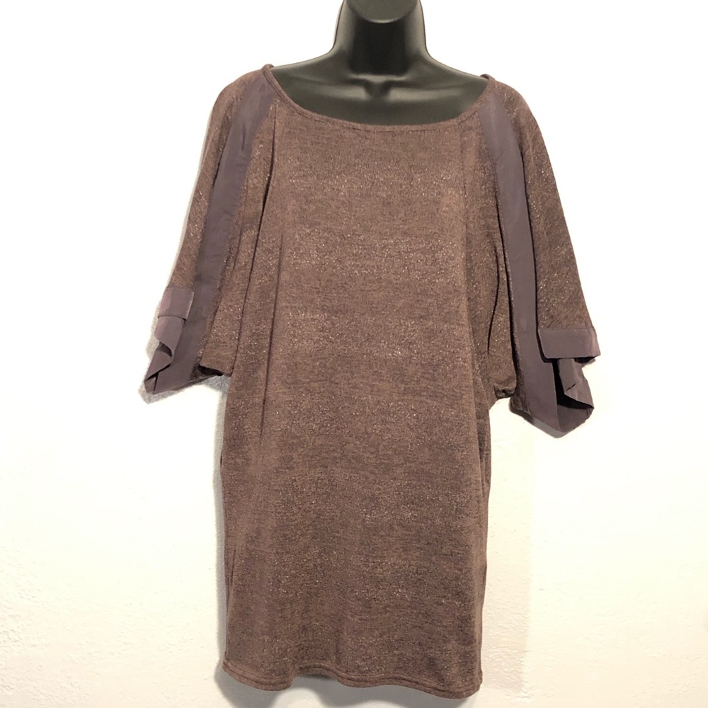 Anthropology Uncle Franks Women's Brown Top with Layered Sleeve Detail, Sz Sm